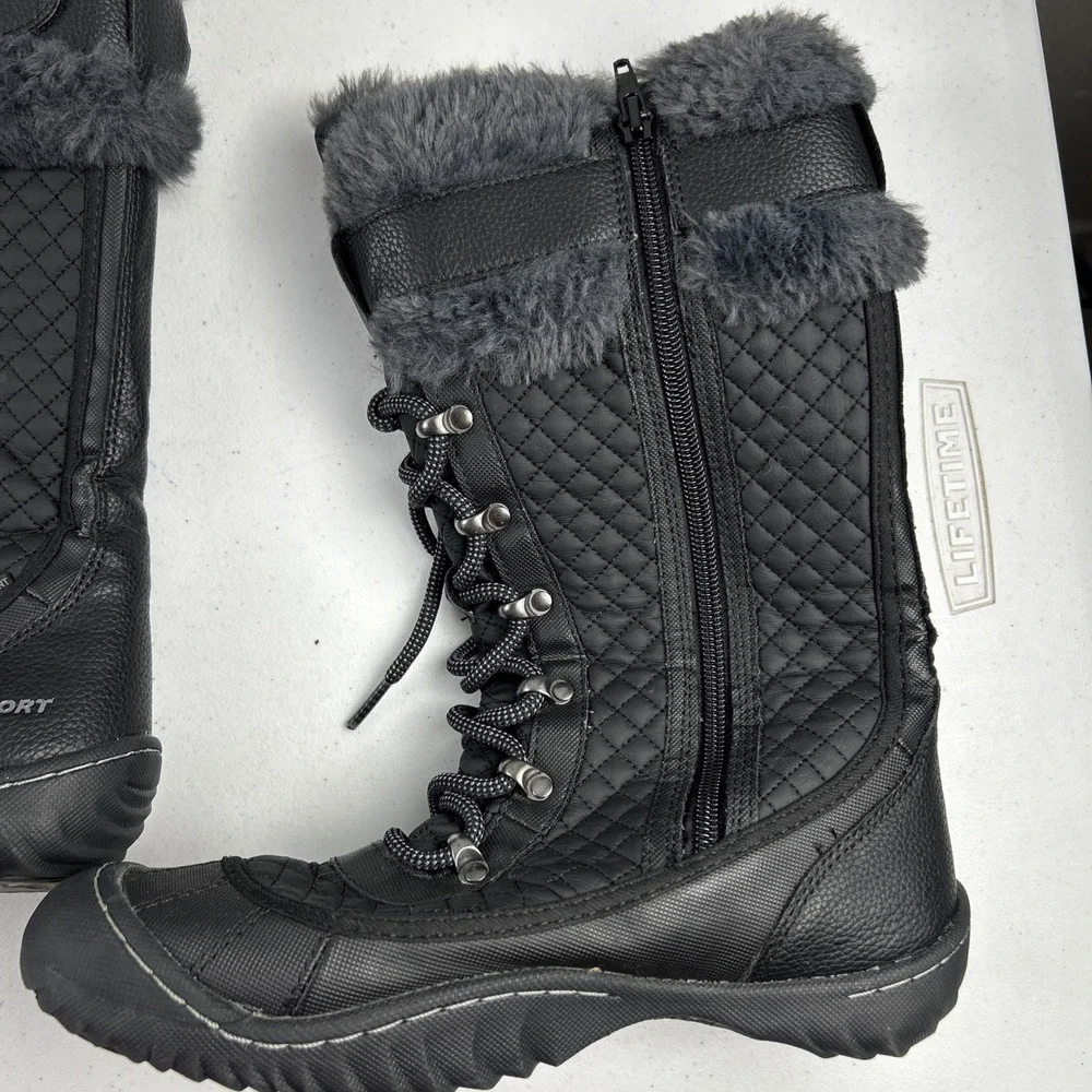 Ladies JSport by‎ Jambu Black Windham Faux Fur Lined Boots Size 6M Zip